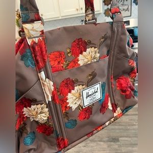 Brand new Herschel shoulder tote overnight bag. Brown floral